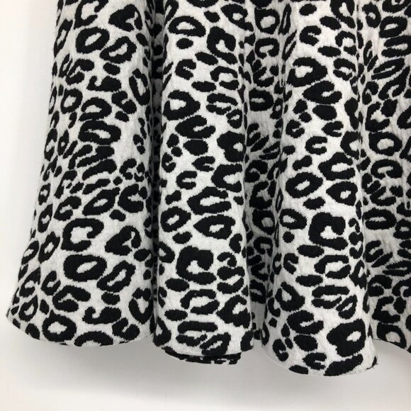 Rebecca Taylor Black & white leopard print flip skater skirt size 8 - Picture 7 of 16